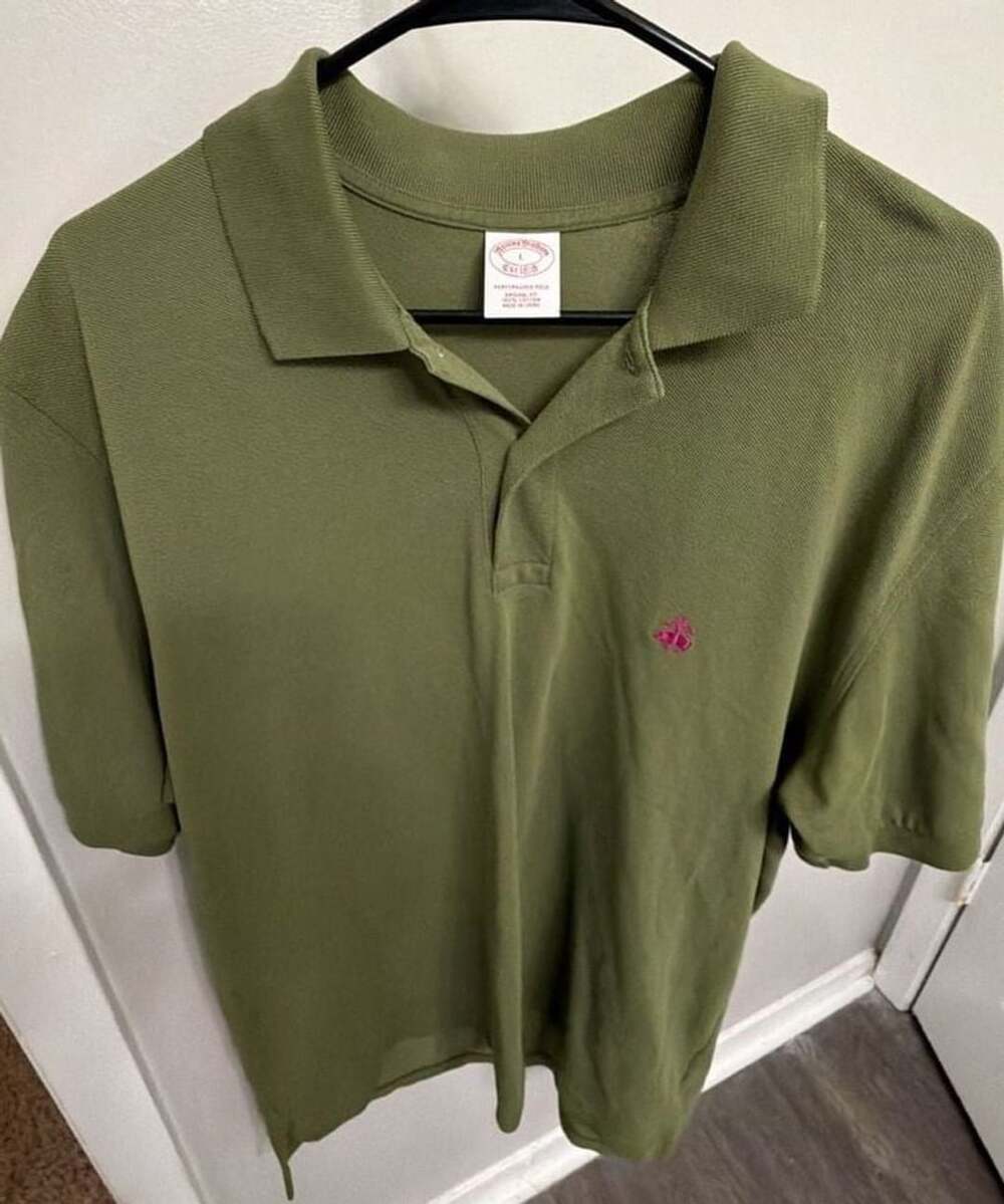 Brooks Brothers Performance Polo Mens Large Olive Green Original Fit 100% Cotton